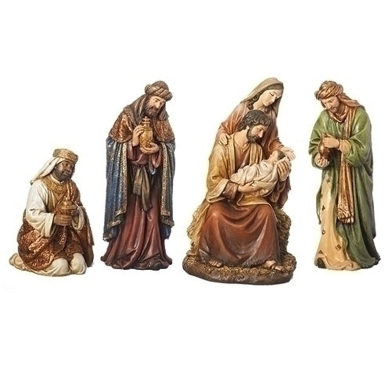 Textured Holy Family w/ Three Kings Nativity (4 pc)