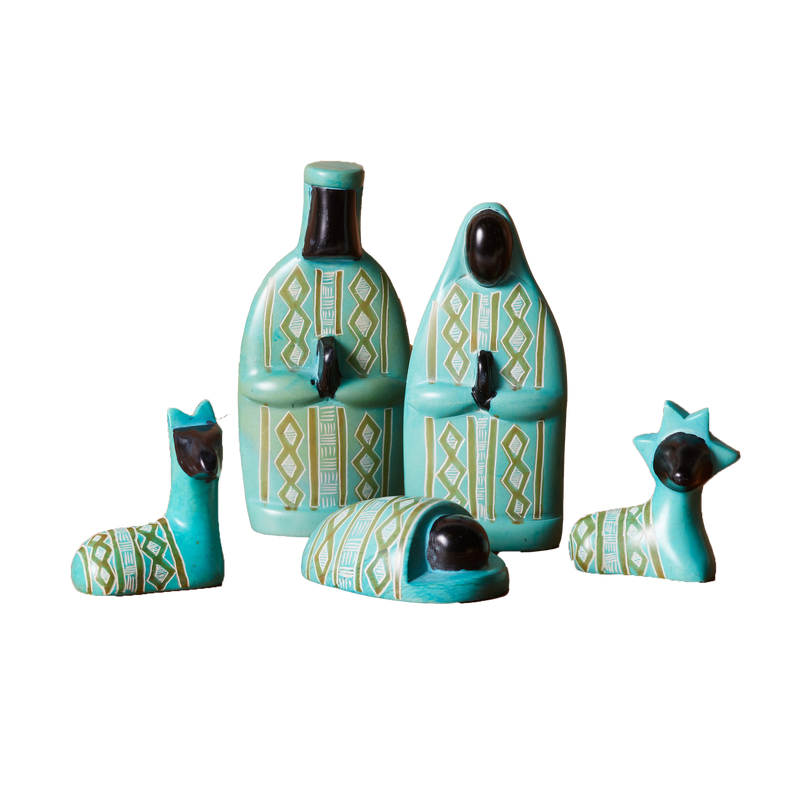 Kenyan Holy Family Turquoise Nativity