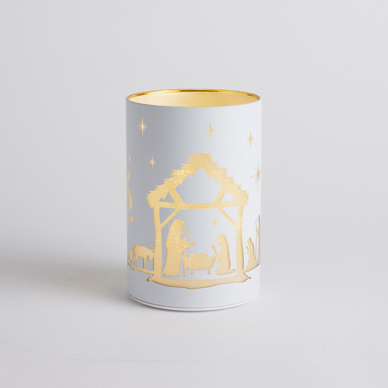 Light-up Etched Nativity Jar