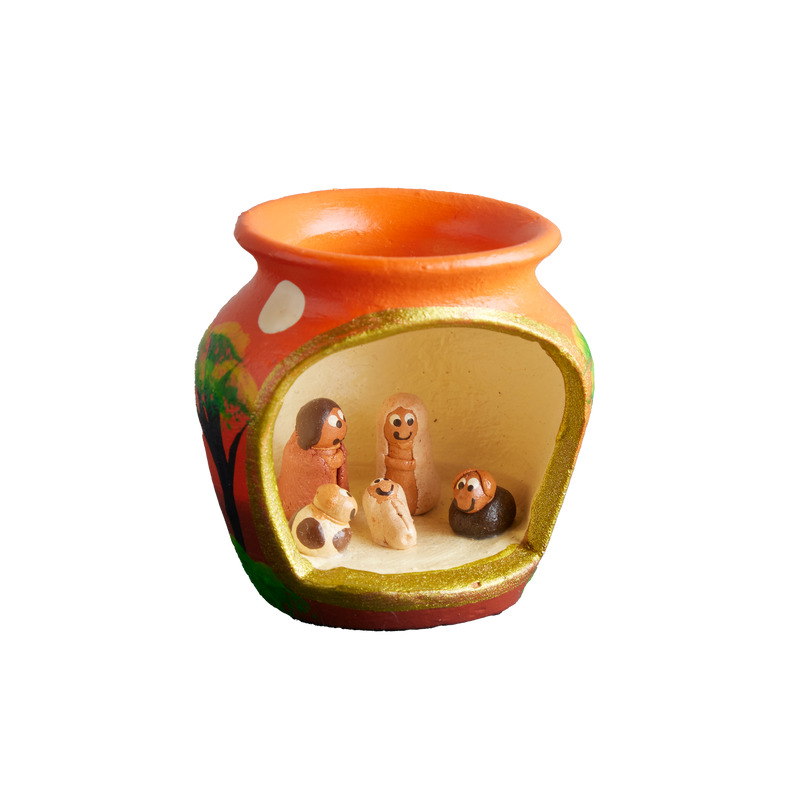 Mini Columbian Holy Family Nativity Pot