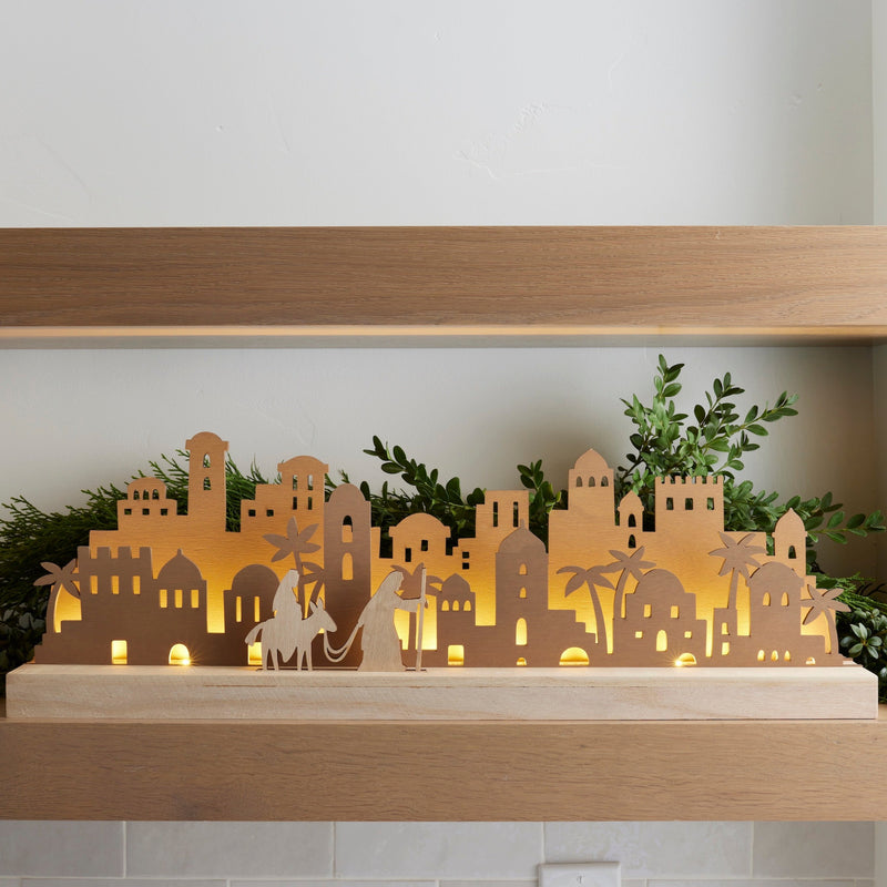 Light-up Christmas Journey Mantlescape Wood Nativity