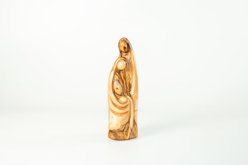 Modern Olive Wood Holy Family Carved Nativity