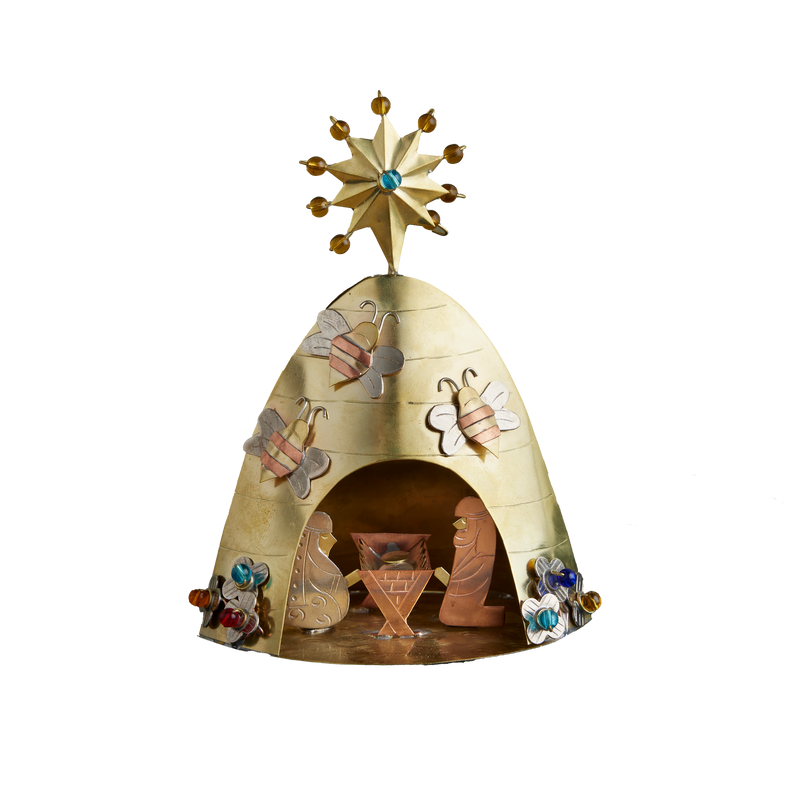 Thai Holy Family Beehive Aluminum Nativity