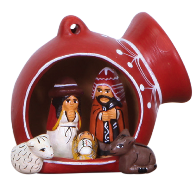 Peru Clay Pot Holy Family Nativity
