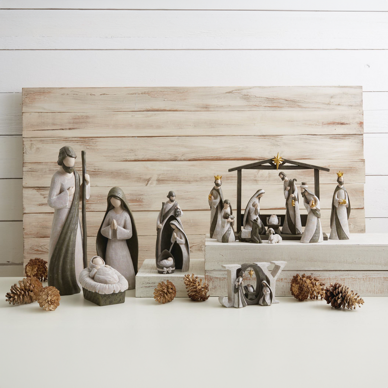 Golden Silent Night Resin Nativity