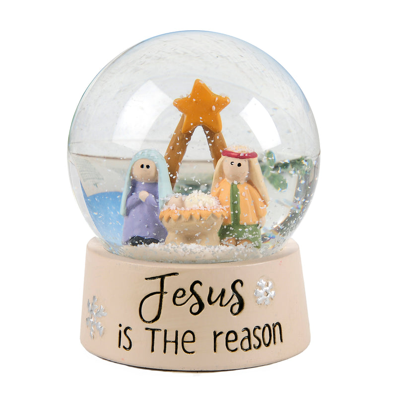 Jesus is the Reason Snow Globe Nativity w/ Holy Family
