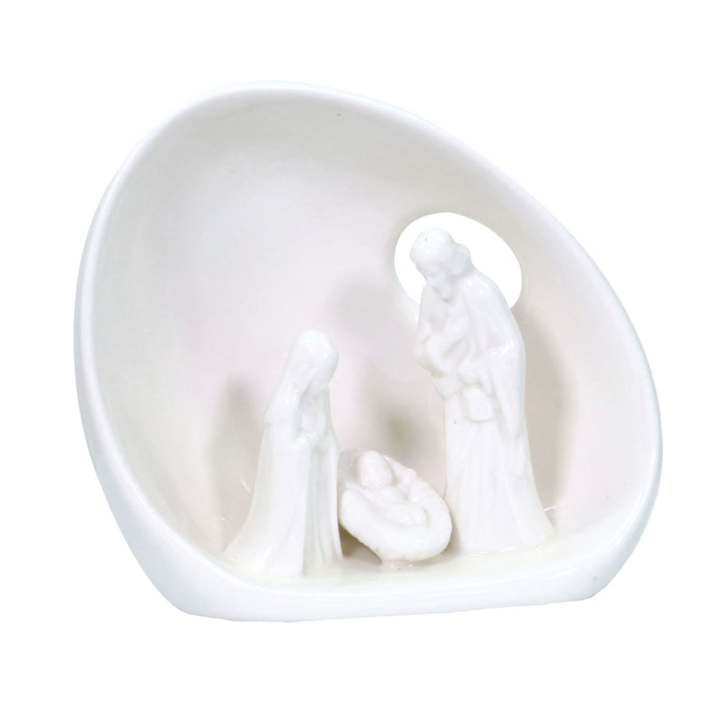 All White Holy Family Ceramic Nativity