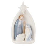 Holy Family Ceramic Nativity (Blue+White)