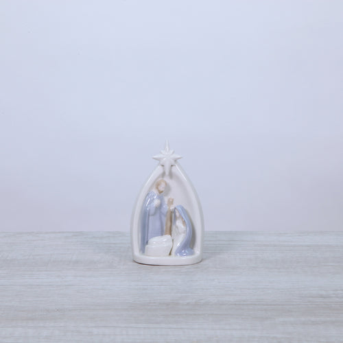 Holy Family Ceramic Nativity (Blue+White)