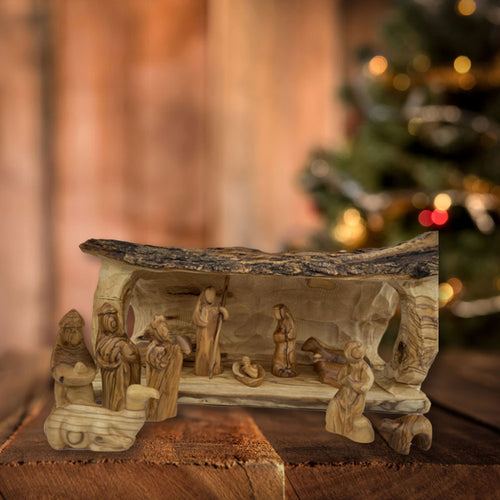 Branch Stable with Modern Figures Nativity