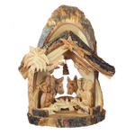 Olive Wood Cow and Donkey Grotto Nativity