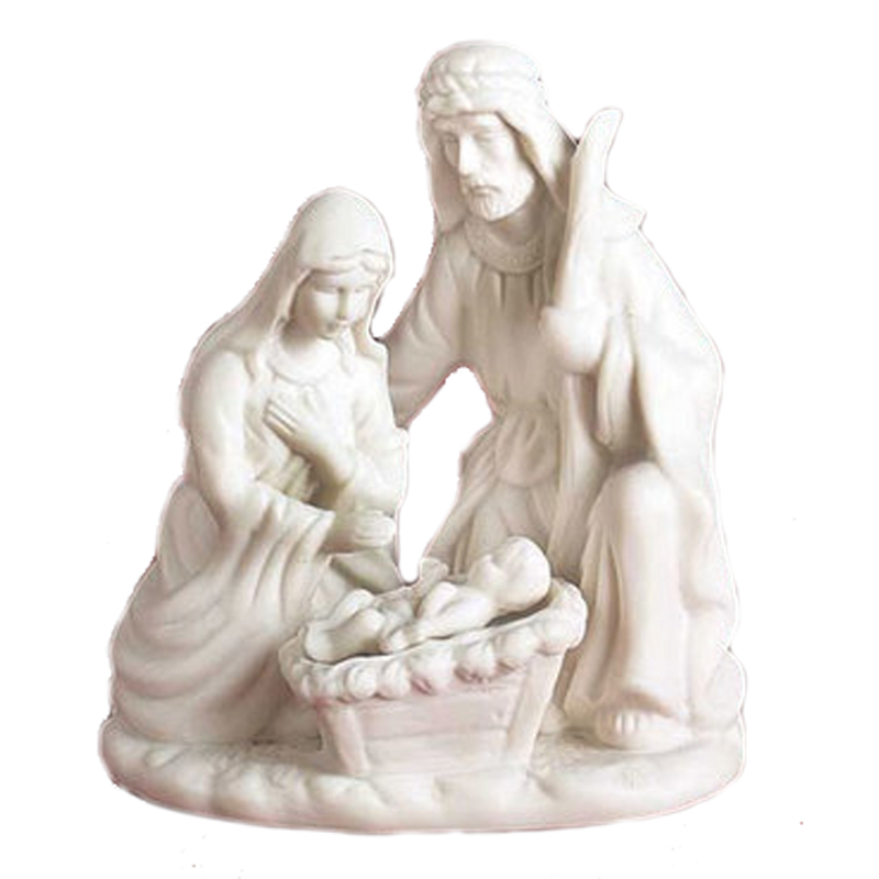 Holy Family Porcelain Nativity->Classic White Holy Family Porcelain Nativity