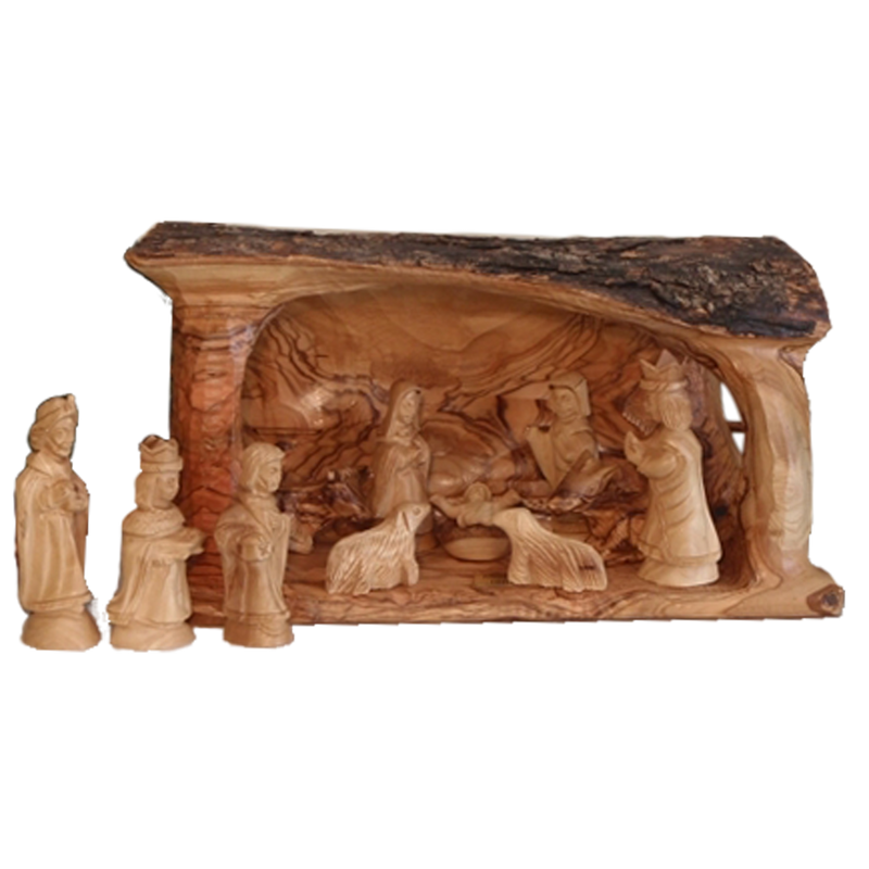 Olive Wood Stable Nativity